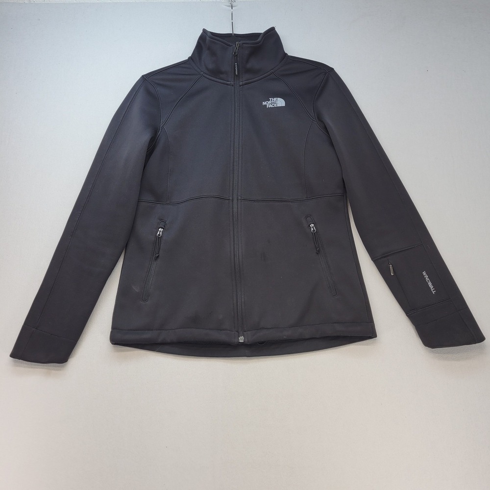 The North Face WindWall Jacket Women Small Black Softshell Fleece Lined Full Zip